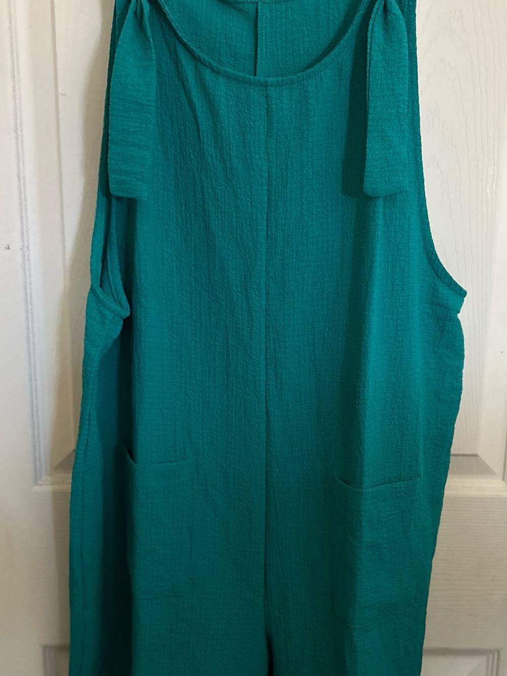 Amazon Teal Tie-Shoulder Short Romper. NWOT - Picture 2 of 12